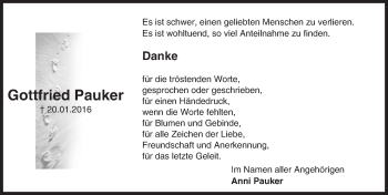 Traueranzeige von Gottfreid Pauker von trauer.echo-online.de