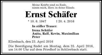Traueranzeige von Ernst Schäfer von trauer.echo-online.de