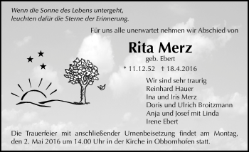Traueranzeige von Rita Merz von  Gießener Anzeiger
