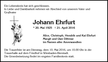 Traueranzeige von Johann Ehrfurt von  Wiesbaden komplett