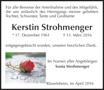 Traueranzeige von Kerstin Strohmenger von trauer.echo-online.de