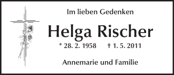 Traueranzeige von Helga Rischer von  Mainspitze