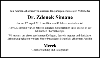 Traueranzeige von Zdenek Simane von trauer.echo-online.de