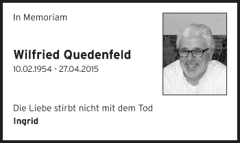 Traueranzeige von Wilfried Quedenfeld von Trauerportal Echo Online