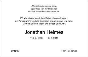 Traueranzeige von Jonathan Heimes von trauer.echo-online.de