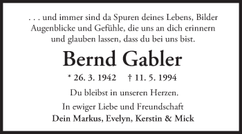 Traueranzeige von Bernd Gabler von  Wiesbaden komplett