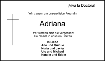 Traueranzeige von Adriana  von  Wiesbaden komplett