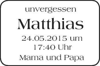 Traueranzeige von Matthias Kopf von Trauerportal Echo Online