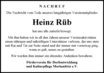 Traueranzeige von Heinz Rüb von  Kreisanzeiger