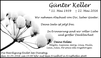 Traueranzeige von Günter Keller von Trauerportal Echo Online