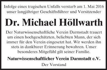 Traueranzeige von Michael Höllwarth von Trauerportal Echo Online