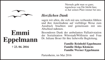 Traueranzeige von Emmi Eppelmann von  Allgemeine Zeitung Alzey