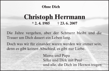 Traueranzeige von Christoph Herrmann von  Kreisanzeiger