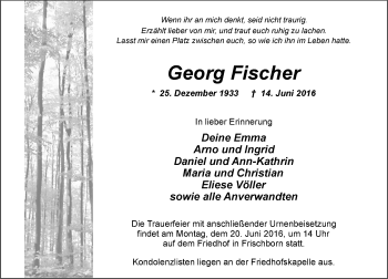 Traueranzeige von Georg Fischer von VRM Trauer