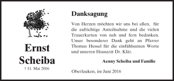 Traueranzeige von Ernst Scheiba von  Usinger Anzeiger Traueranzeige von Ernst Scheiba von  Usinger Anzeiger