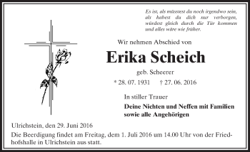 Traueranzeige von Erika Scheich von VRM Trauer