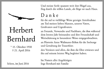 Traueranzeige von Herbert Bernhard von Trauerportal Rhein Main Presse
