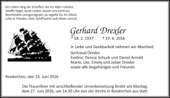 Traueranzeige von Gerhard Drexler von  Gießener Anzeiger