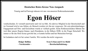 Traueranzeige von Egon Höser von  Usinger Anzeiger Traueranzeige von Egon Höser von  Usinger Anzeiger