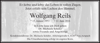 Traueranzeige von Wolfgang Reils von  Usinger Anzeiger Traueranzeige von Wolfgang Reils von  Usinger Anzeiger
