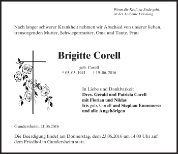 Traueranzeige von Brigitte Corell von Trauerportal Rhein Main Presse