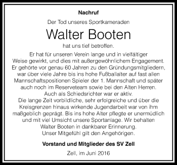 Traueranzeige von Walter Booten von VRM Trauer