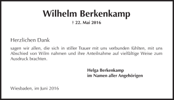Traueranzeige von Wilhelm Berkenkamp von  Wiesbaden komplett