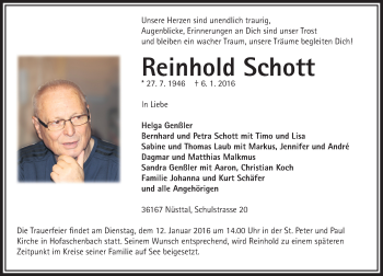 Traueranzeige von Reinhold Schott von VRM Trauer