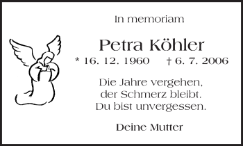 Traueranzeige von Petra Köhler von Trauerportal Rhein Main Presse