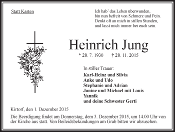 Traueranzeige von Heinrich Jung von VRM Trauer