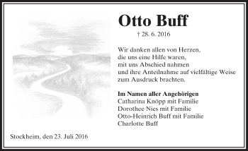 Traueranzeige von Otto Buff von  Sonntags Anzeiger