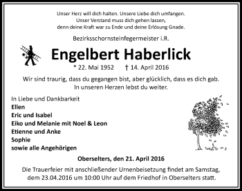Traueranzeige von Engelbert Haberlick von  Camberger Anzeiger Traueranzeige von Engelbert Haberlick von  Camberger Anzeiger