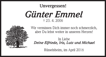 Traueranzeige von Günter Emmel von  Mainspitze