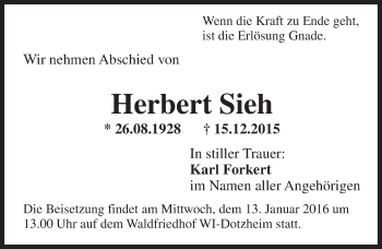 Traueranzeige von Herbert Sieh von  Wiesbaden komplett