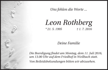 Traueranzeige von Leon Rothberg von Trauerportal Rhein Main Presse