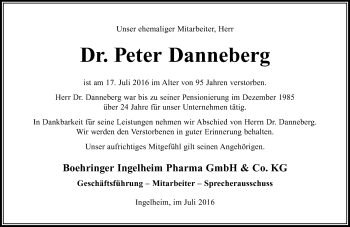 Traueranzeige von Peter Danneberg von Trauerportal Rhein Main Presse