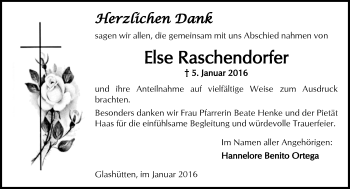 Traueranzeige von Else Raschendorfer von  Sonntags Anzeiger