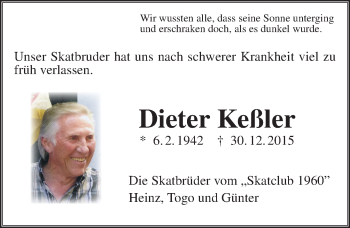 Traueranzeige von Dieter Keßler von  Gießener Anzeiger