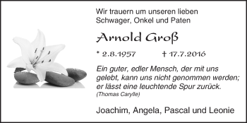 Traueranzeige von Arnold Groß von Trauerportal Rhein Main Presse