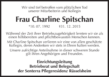 Traueranzeige von Charline Spitschan von trauer.rmp.de
