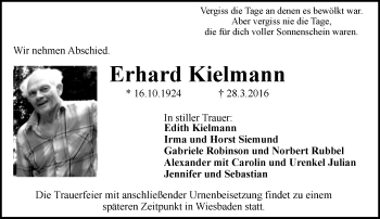 Traueranzeige von Erhard Kielmann von  Wiesbaden komplett