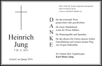 Traueranzeige von Heinrich Jung von  OK Oberhessen Kurier