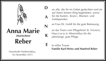 Traueranzeige von Anna Marie Reber von  GT am Sonntag