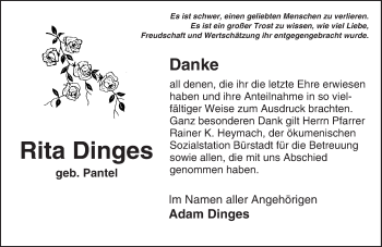 Traueranzeige von Rita Dinges von  Bürstädter Zeitung