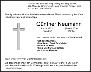 Traueranzeige von Günther Neumann von  Wiesbaden komplett