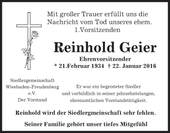 Traueranzeige von Reinhold Geier von trauer.rmp.de