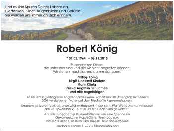 Traueranzeige von Robert König von  Wiesbaden komplett