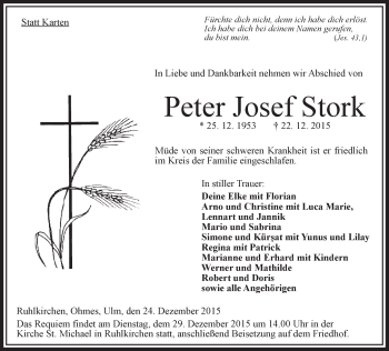 Traueranzeige von Peter Josef Stork von VRM Trauer