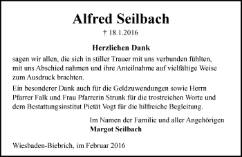 Traueranzeige von Alfred Seilbach von  Wiesbaden komplett