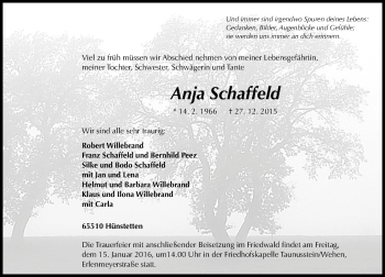 Traueranzeige von Anja Schaffeld von  Idsteiner Zeitung